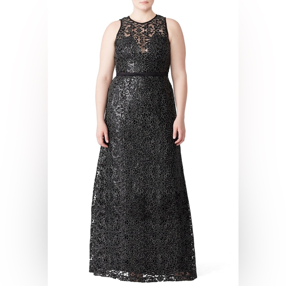 Theia Metallic Lace Gown - Picture 5 of 14